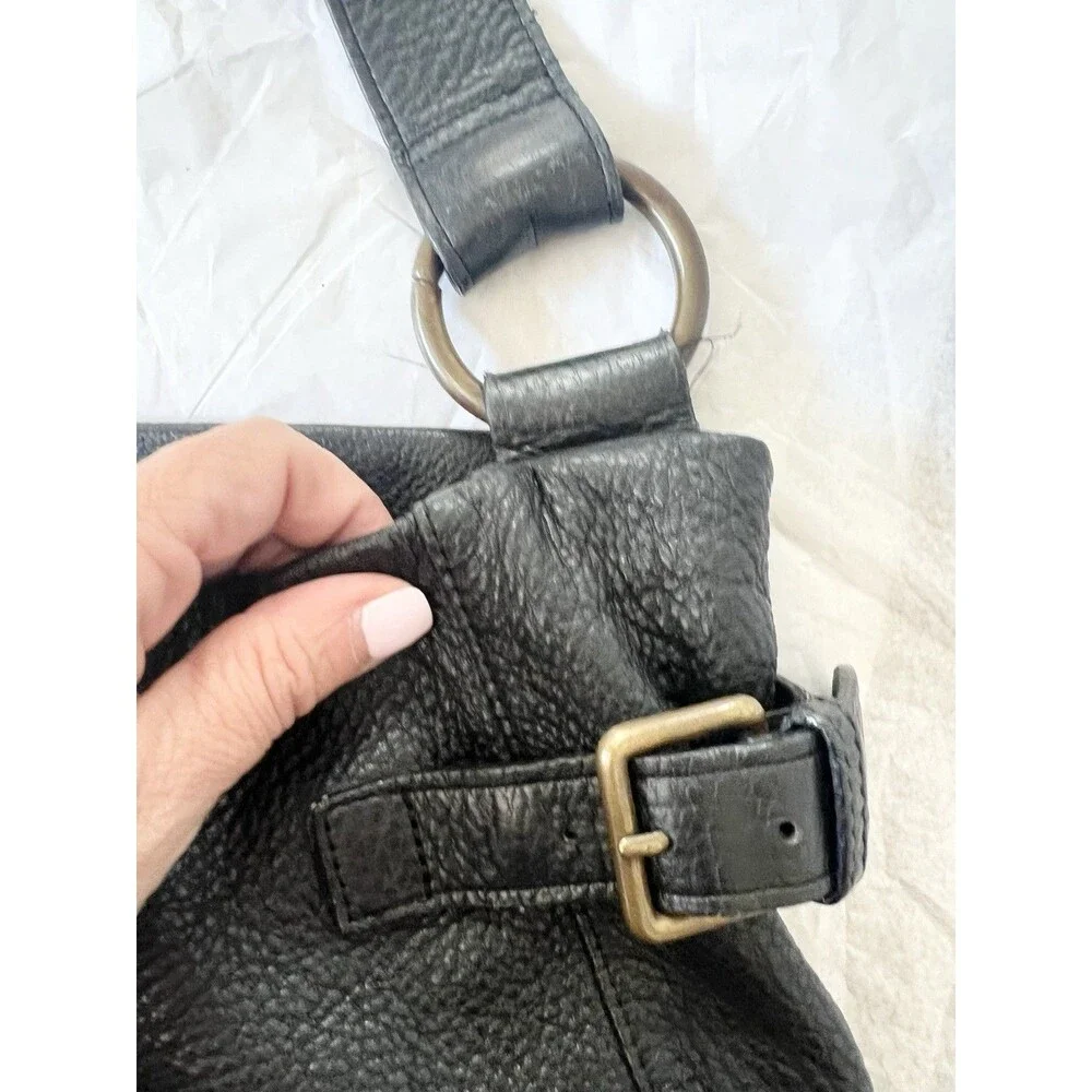 Vintage Gap Black Pebbled Cowhide Leather Tote Bag '06  Large Handbag Y2K  Purse